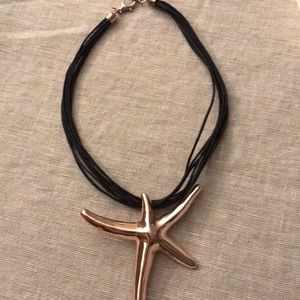 Starfish Necklace Gold Plated / Leather choker I
